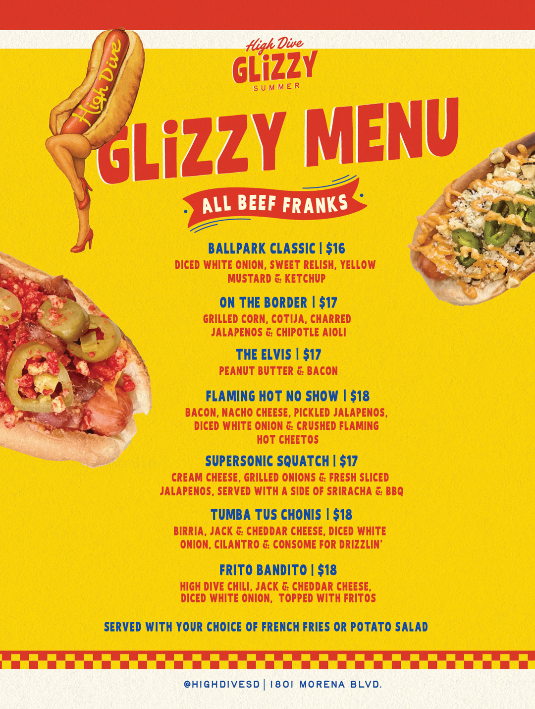 Glizzy Summer Menu