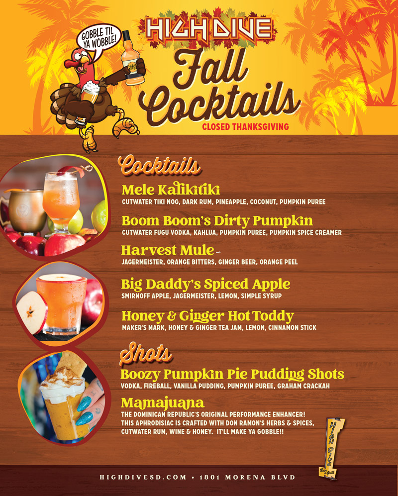 High Dive Fall 2025 Drink Menu